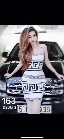Đầm 2 dây hoạ tiết