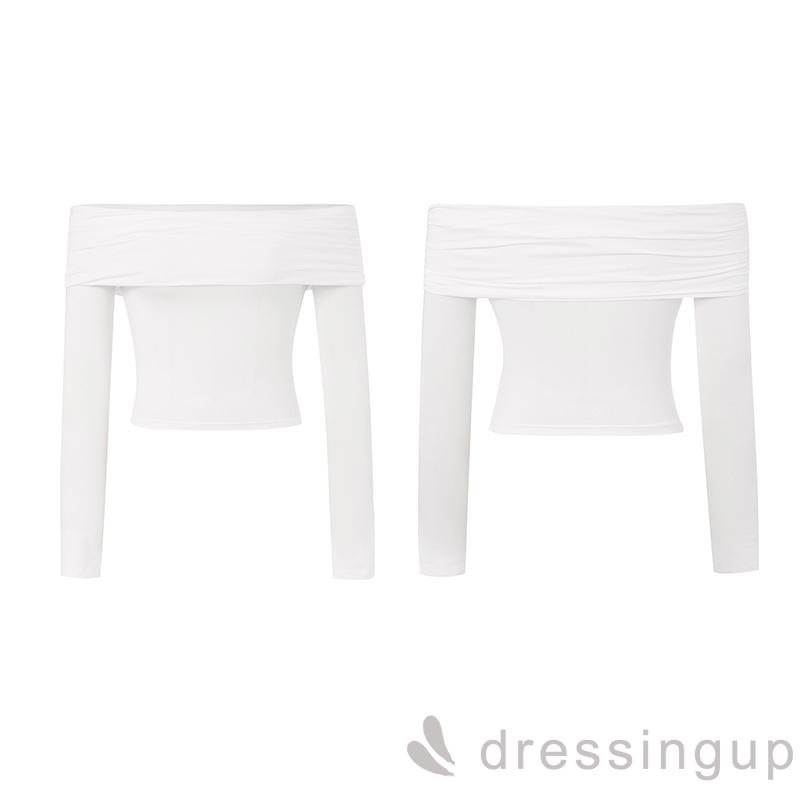 Áo thun cổ thuyền tay dài màu trơn thời trang xuân thu size S/M/L