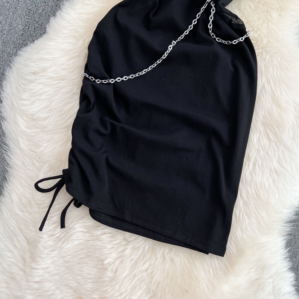 🌸Hàng Order🌸 Váy Đầm 2 Dây Phối Xích Cách Điệu Body Dây Rút Hông Sexy Nữ Tính🌸Hàng Quảng Châu