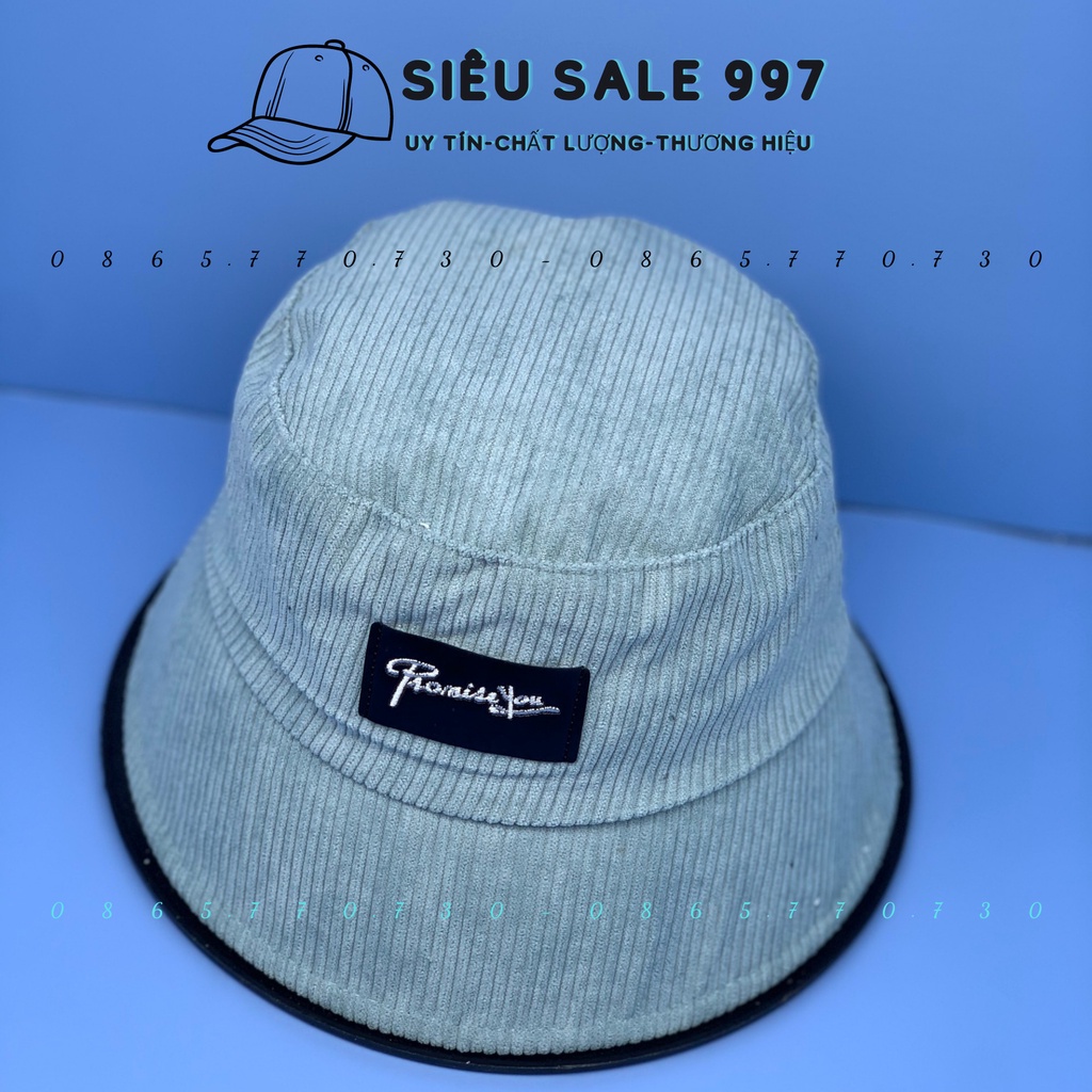 MŨ VÀNH CỤP CHẤT NHUNG GÂN DÀY 2 LỚP LOGO PROMISYOU HOT TREND FORM CHUẨN NAM NỮ 48-56CM