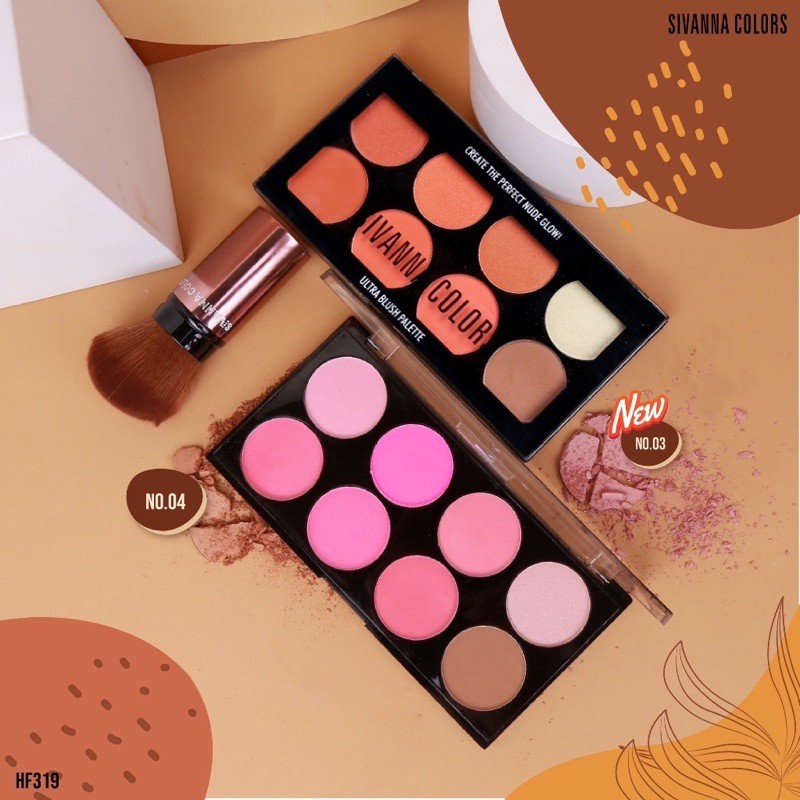 Phấn má hồng 8 ô, Tạo Khối và Bắt Sáng Sivanna Ultra Brush Palette HF319 | BigBuy360 - bigbuy360.vn