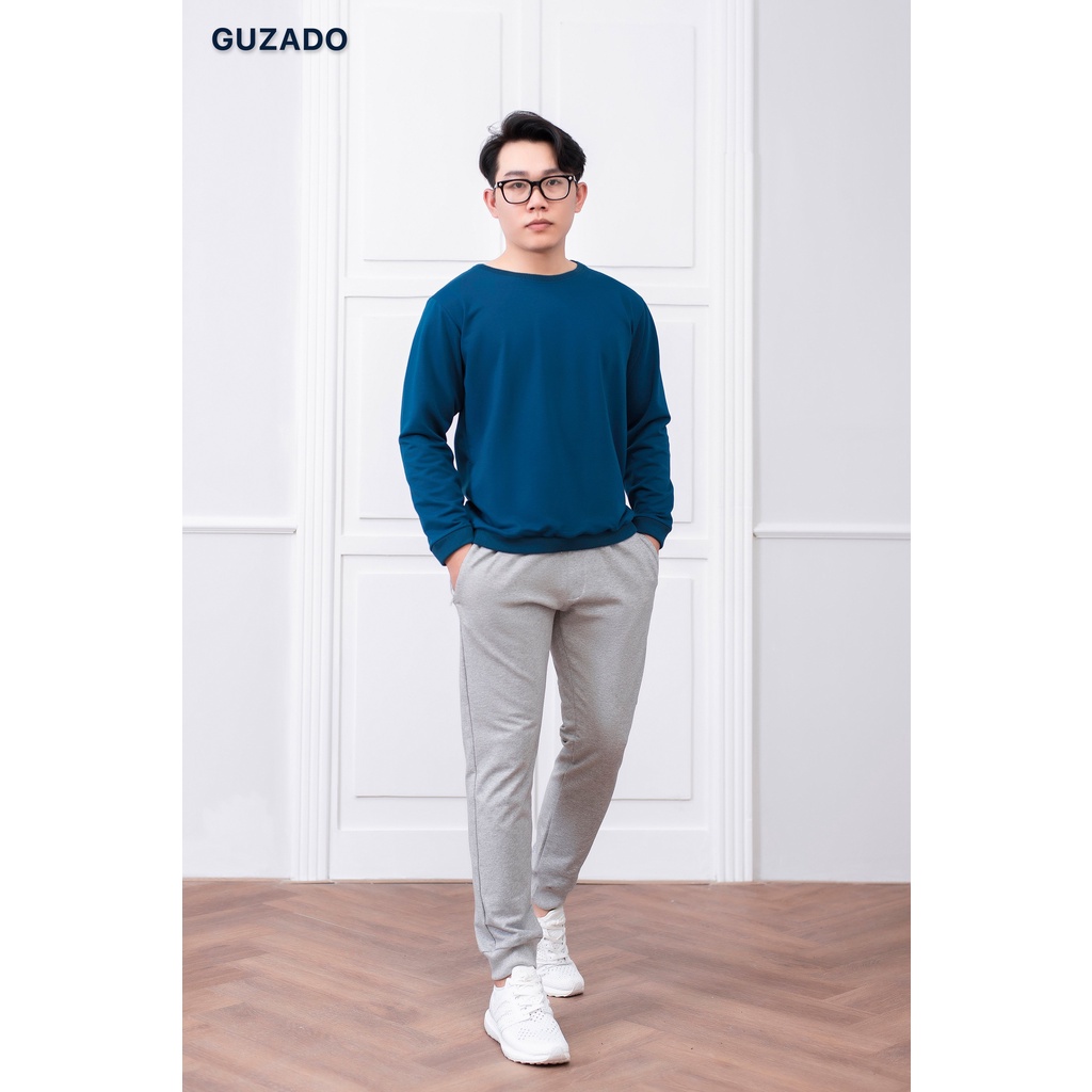 Áo Nỉ Nam Guzado, Cổ tròn, Chất cotton cao cấp,Vải trơn,Co Giãn Thoải mái,Trẻ Trung Năng Động,Form Regular Fit GTD2118 | BigBuy360 - bigbuy360.vn