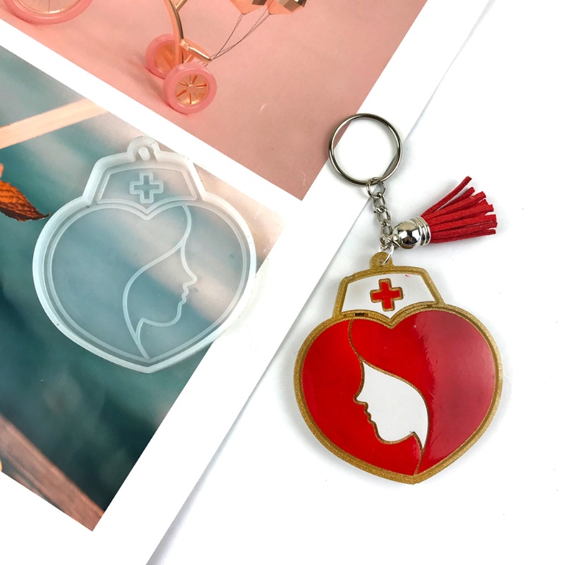 Khuôn Silicone Hình Trái Tim Làm Móc Khóa DIY