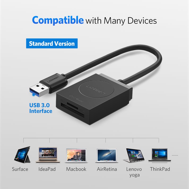 UGREEN Đầu đọc thẻ nhớ USB 3.0 OTG 2 hỗ trợ thẻ nhớ SD
