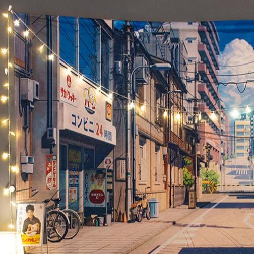 Tranh vải treo tường Đường Phố Nhật Bản phong cách Nhật decor phòng cao cap