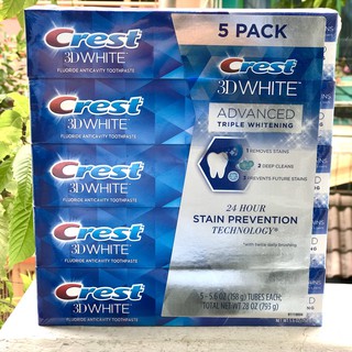 {MẪU MỚI} KEM ĐÁNH RĂNG CREST 3D WHITE ADVANCED TRIPLE WHITENING MỸ 158G, USA