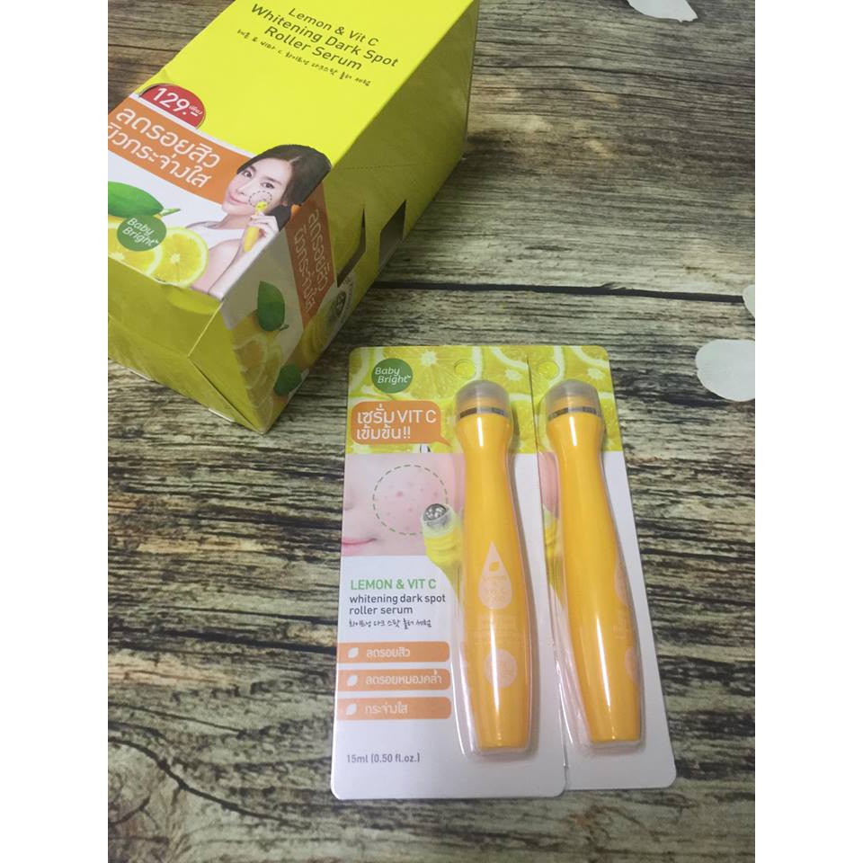 Serum Mờ Thâm, Mờ Tàn Nhang Vitamin C Baby Bright Dạng Lăn - Cây Lăn Baby Bright Giảm Thâm và Mờ Tàn Nhang Thái Lan