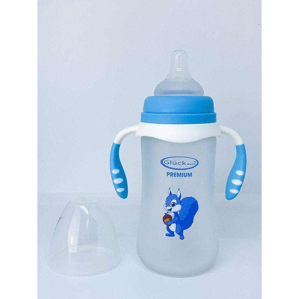 Bình sữa thủy tinh bọc silicon Gluck Baby 240ml