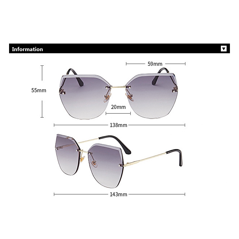 Kính mát gọng không viền thời trang cho nữ