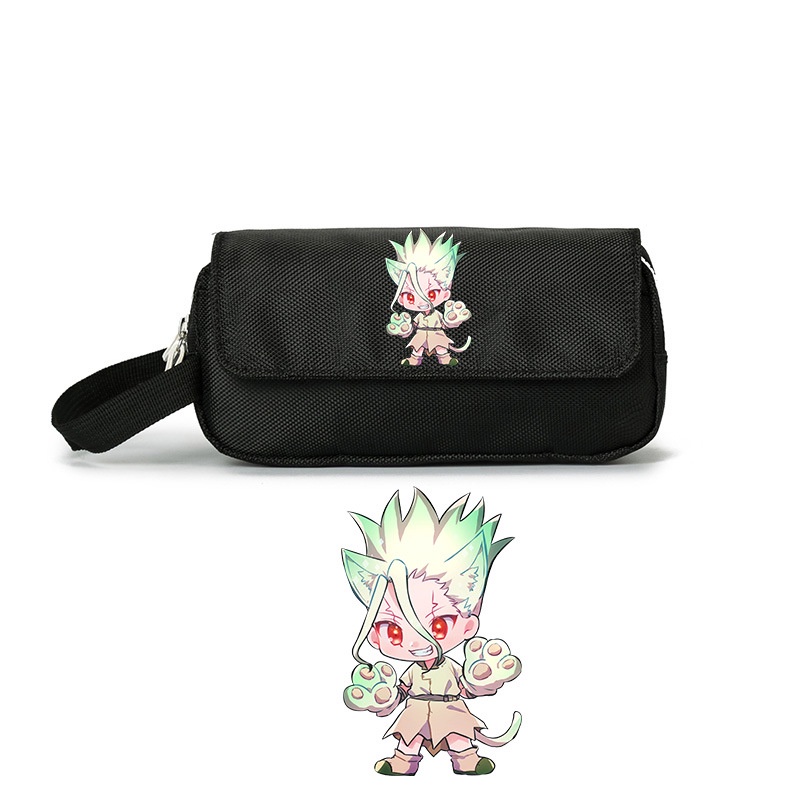 Hộp bút vải canvas IN HÌNH Dr. Stone Tiến sĩ đá anime chibi phụ kiện học tập tiện lợi