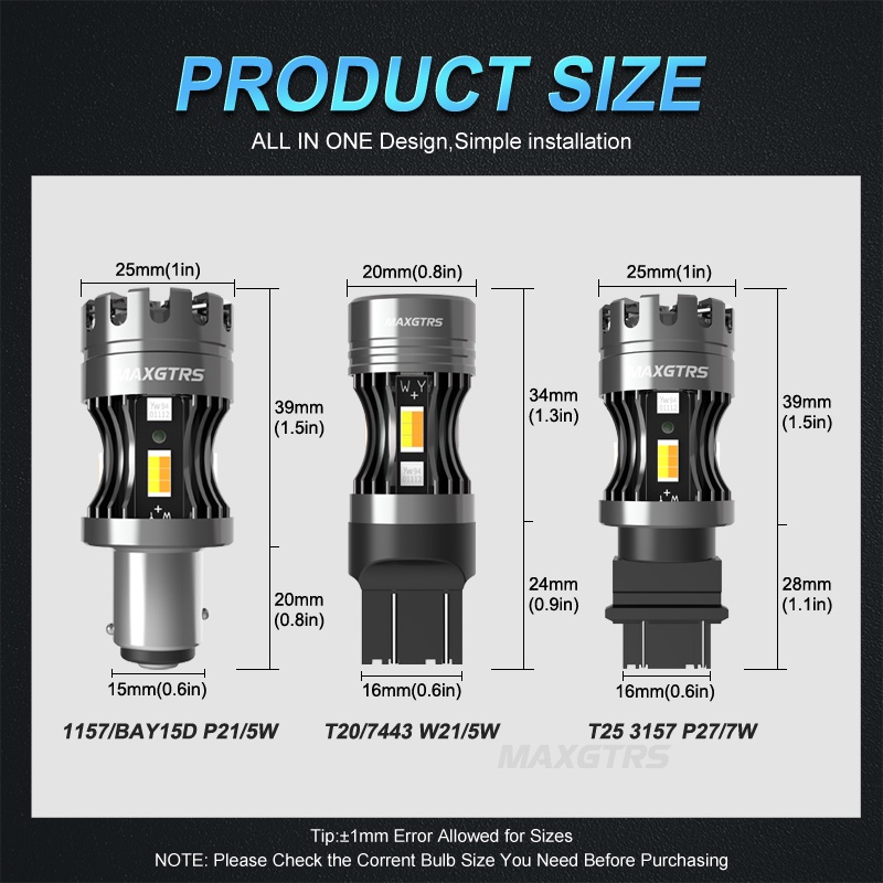 Set 2 Đèn LED Tín Hiệu Màu Trắng Hổ Phách 1157 7443 W21 / 5W BAY15D Canbus T25 3157 3156 DRL