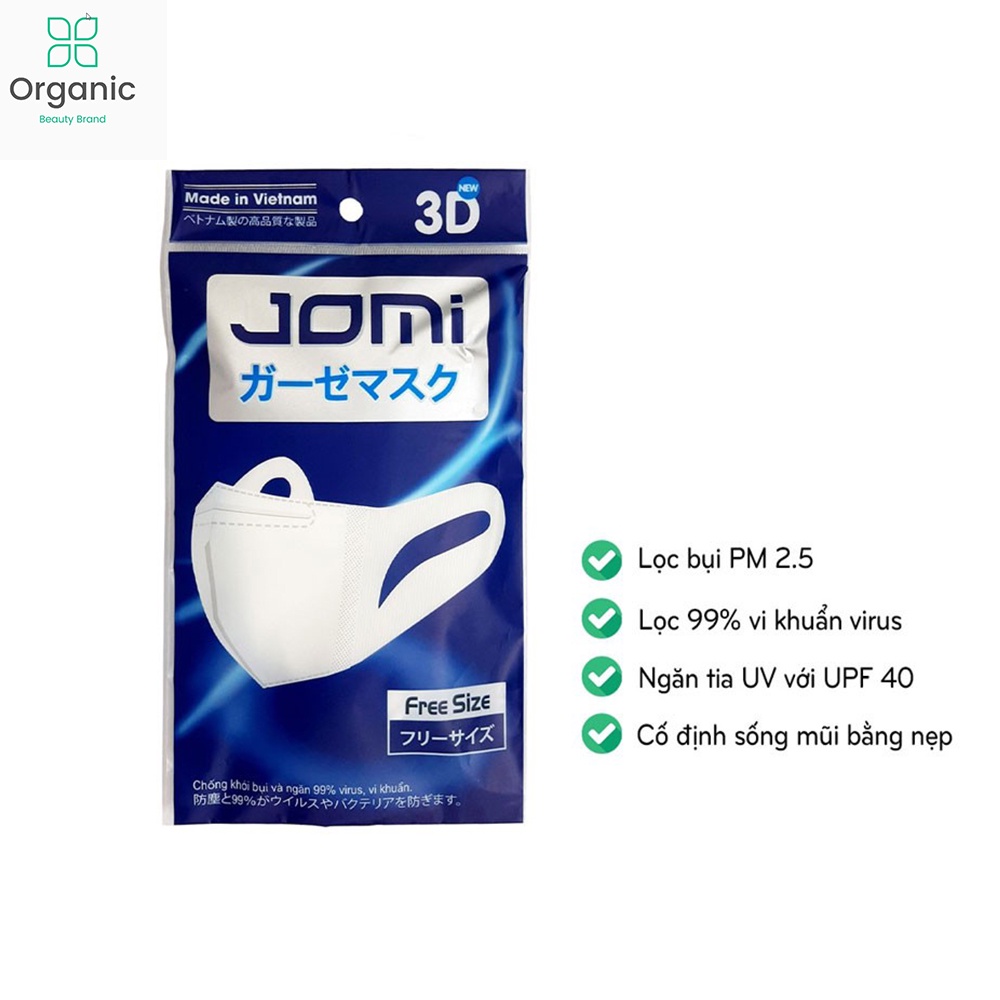 JOMI - Khẩu Trang Y Tế 4D - Ngăn Bụi Mịn - Vi Khuẩn - Túi 5 cái