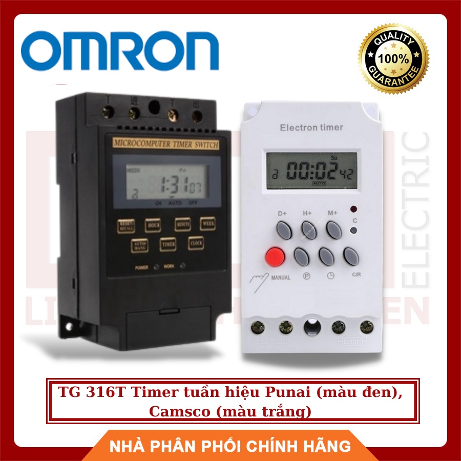 TG 316T Timer tuần hiệu Punai (màu đen), Camsco (màu trắng) dùng điều khiển bật tắt tự động liên tục - BH 12 tháng