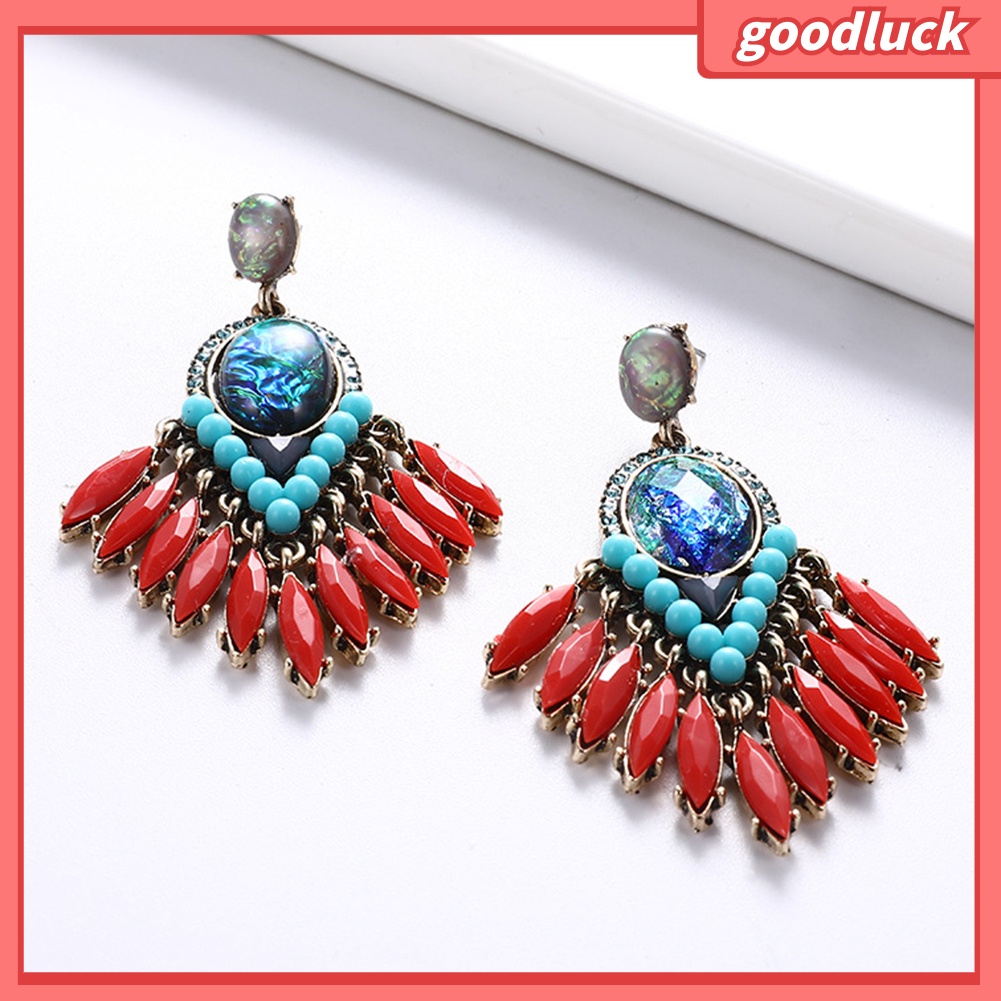 ps/Baroque Women Rhinestone Inlaid Geometric Dangle Ear Stud Earrings Party Jewelry