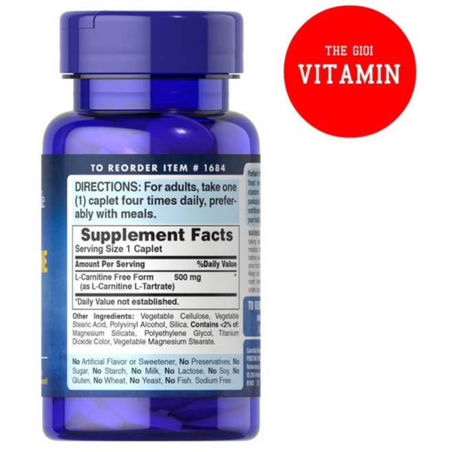 [Puritan's Pride] Viên uống giảm cân L-Carnitine lọ 30 viên nhập khẩu Mỹ | BigBuy360 - bigbuy360.vn