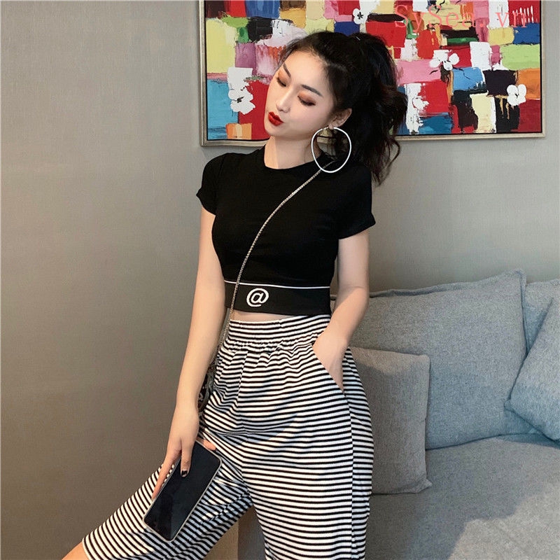 Áo lửng dệt kim ngắn tay thời trang cho nữ