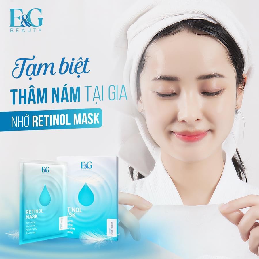 Mặt Nạ Retinol Mask E&amp;G Beauty Hàn Quốc Chính Hãng, Mask Retinol EG Cấp Ẩm Dưỡng Trắng Da Hộp 3 Miếng