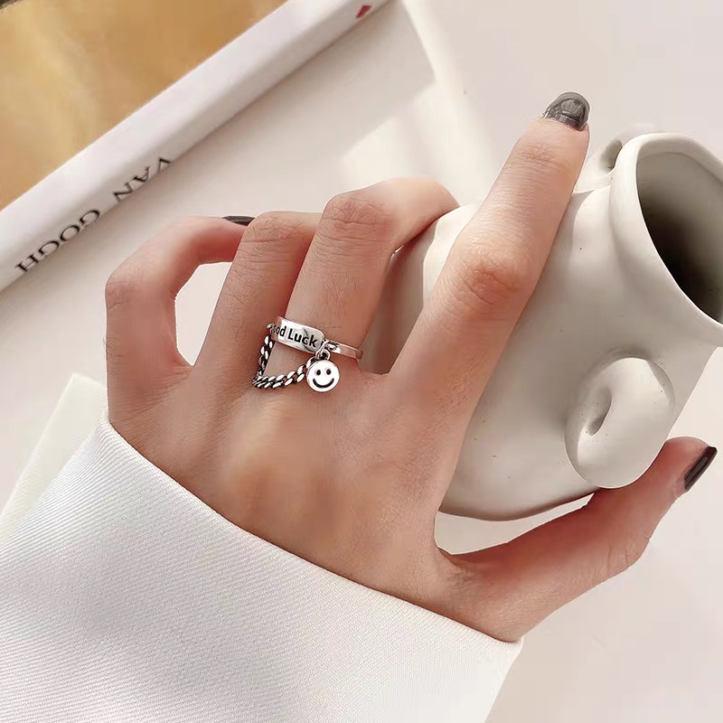 Bộ Nhẫn Hình Mặt Cười Có Thể Điều Chỉnh Kích Cỡ Thời Trang Hàn Quốc
