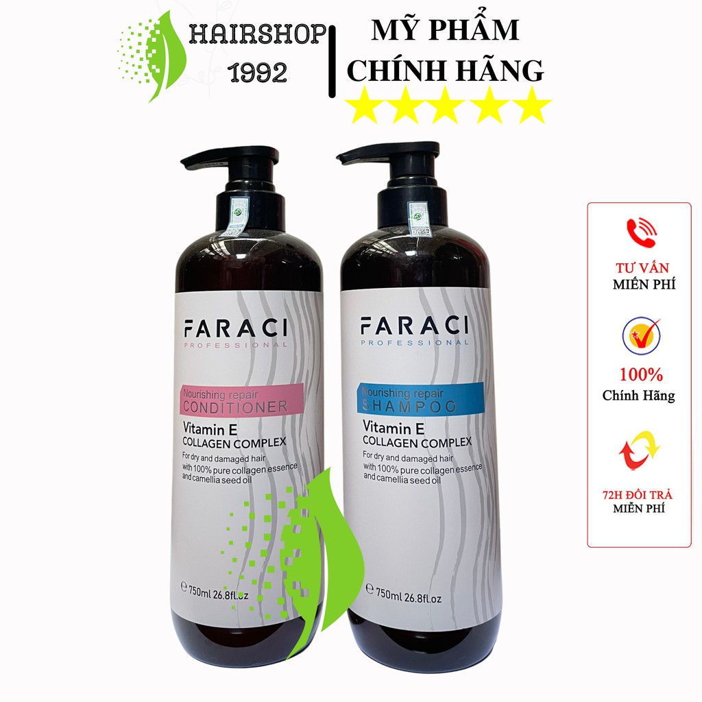 Cặp dầu gội xả Collagen FARACI Phục hồi tóc hư tổn tái tạo cấu trúc tóc – siêu mềm mượt|bộ dầu gội xả FARACI 750ml * 2