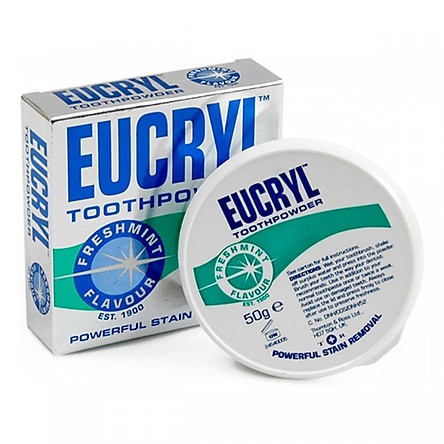 Bột Trắng Răng Eucryl Hương Bạc Hà Tooth Paste Giúp Răng Trắng Sáng