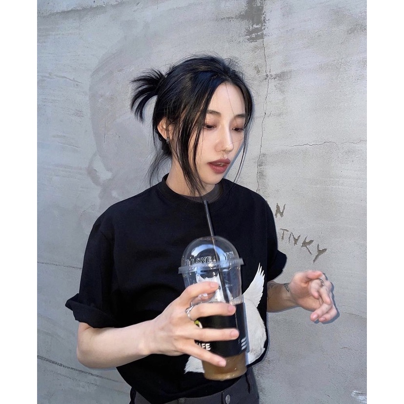 FENNI® Áo thun nữ LOVECATNOTYOU , áo phông basic hiện đại chất cotton dày dặn