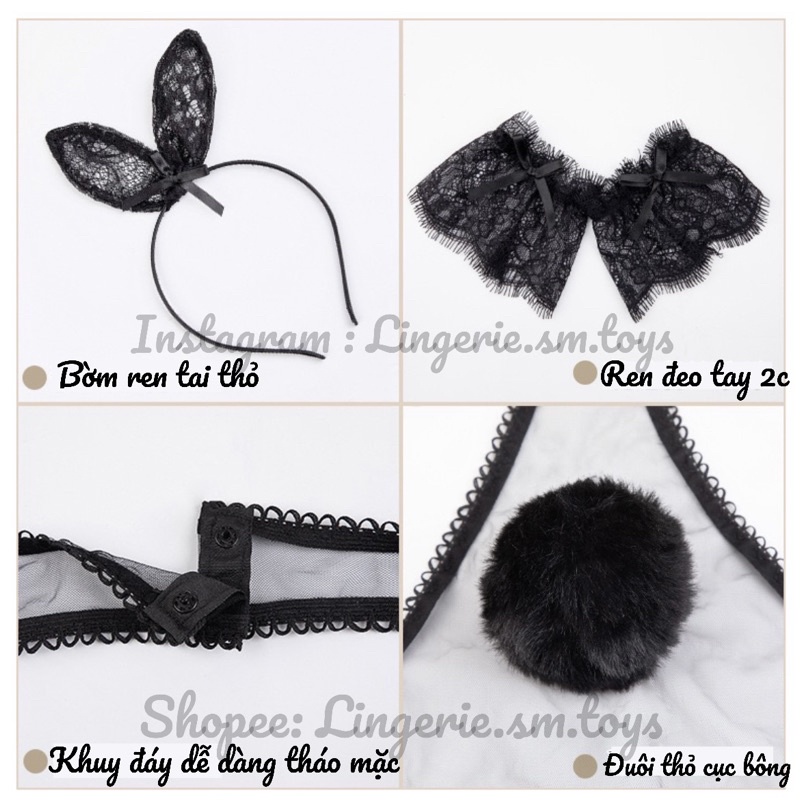 MY1799 Bodysuit Voan Xuyên Thấu Viền Ren Bay Quyến Rũ - Bunny Girl Cosplay Bé Thỏ Đáng Yêu Sexy | BigBuy360 - bigbuy360.vn
