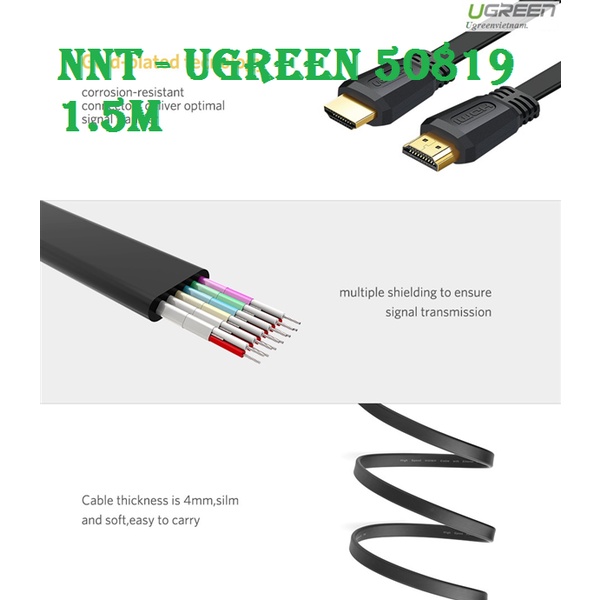 Cáp HDMI 2.0 Dài 2m hỗ trợ 4K@60MHz chính hãng Ugreen 70159 cao cấp