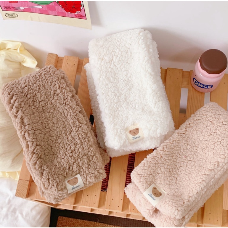 Khăn quàng cổ vải nhung lông ấm áp tiện lợi cho nữ, quà tặng sinh nhật mùa đông xinh xắn đẹp rẻ