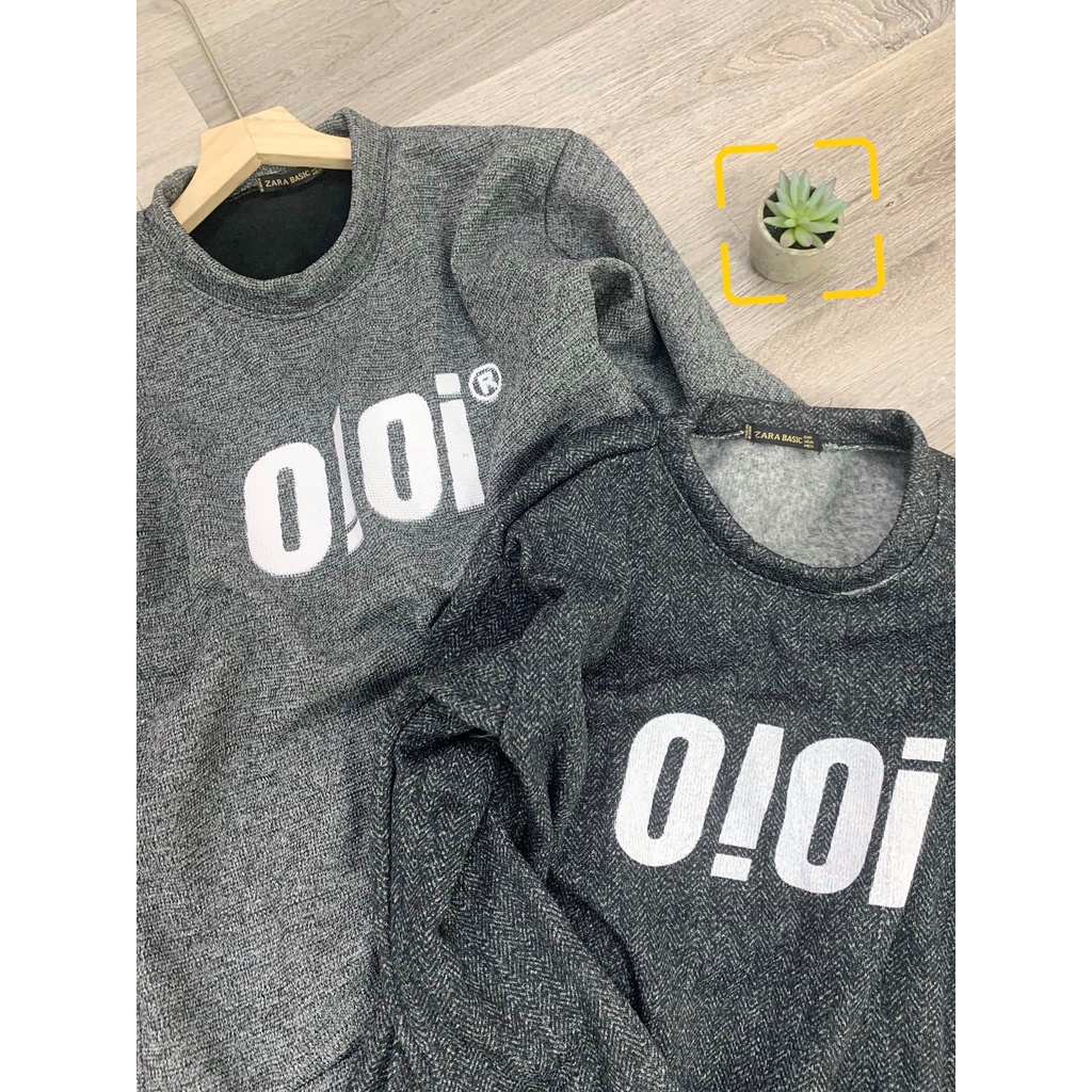 Áo sweater form rộng tay dài nam nữ nỉ len màu xám cổ tròn hàn quốc Unisex OIOI