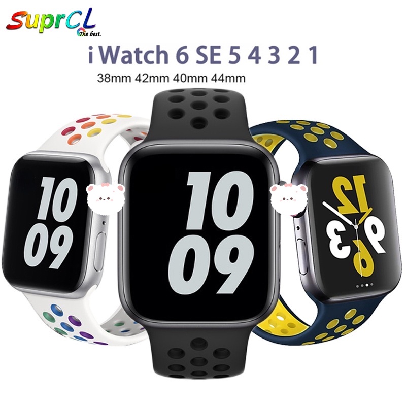 Dây Đeo Silicone Thoáng Khí Cho Đồng Hồ Thông Minh Iwatch 6 5 4 se 44mm 40mm 38mm 42mm 44 mm