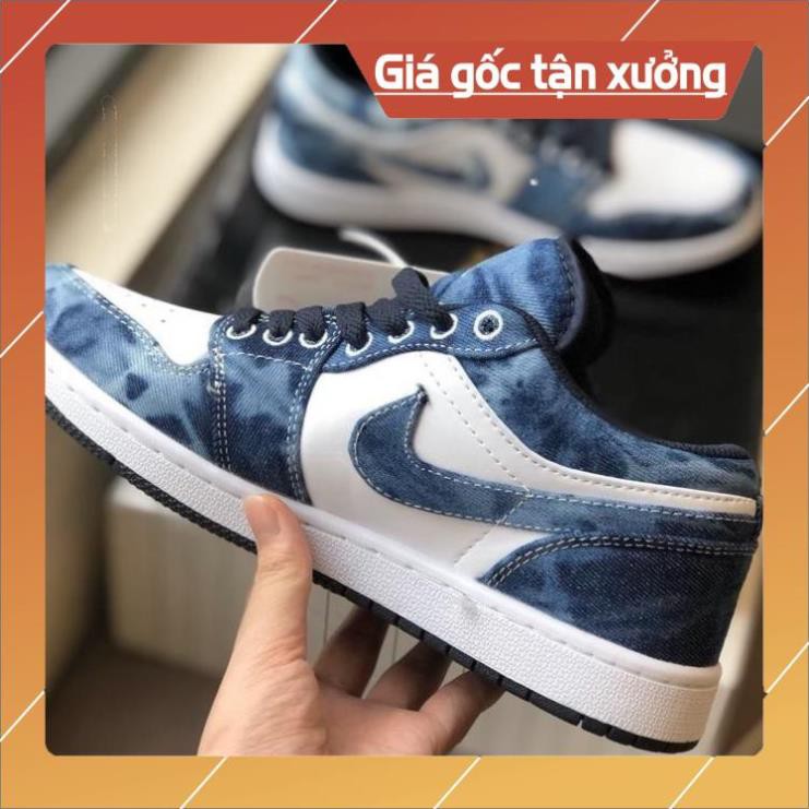 [FreeShip+ Hàng Xịn] ✔️Giày Jordan 1 Low Washed Denim Vải Bò Loang Fullbox✔️