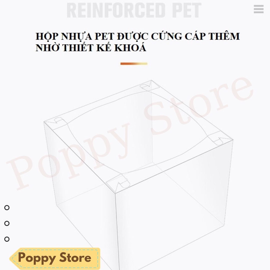 Hộp đựng bánh kem sinh nhật, hộp nhựa mica có nắp, màu cam pastel dễ thương, tặng kèm ruy băng - POPPY STORE