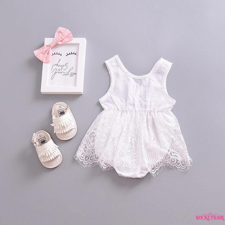 Áo váy liền thân thiết kế phối ren đặc sắc dành cho bé gái sơ sinh 0-18 tháng tuổi