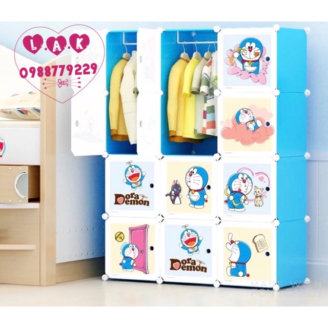 Tủ quần áo cho bé Doraemon 12 ngăn cực đẹp