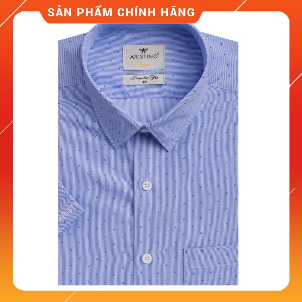 (Thời trang Aristino) Áo sơ mi nam ngắn tay Aristino ASS025S9 màu Xanh kẻ sọc in phẩy