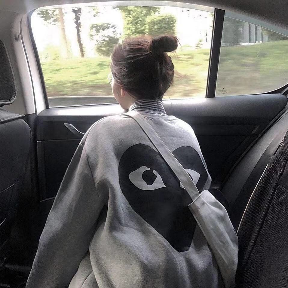 Áo sweatshirt tay dài in họa tiết trái tim phong cách Nhật Bản thời trang dành cho nữ