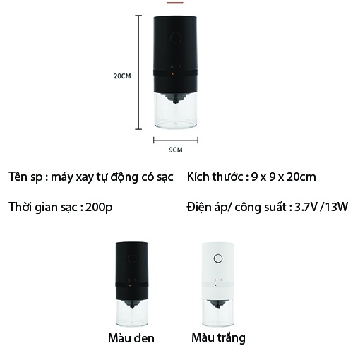 Máy xay hạt cà phê cầm tay tự động có cổng sạc usb type-C