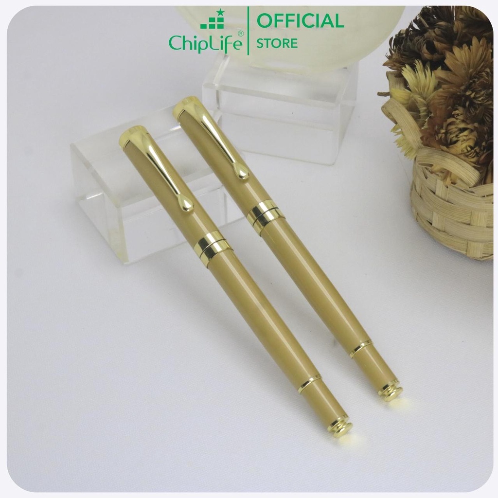 Bút ký cao cấp CHIPLIFE BC028 khắc tên - màu vàng ngòi 0.5mm mực xanh