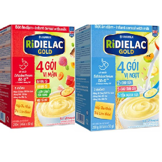 Bột ăn dặm RIDIELAC GOLD 4 Vị Mặn Ngọt 200g