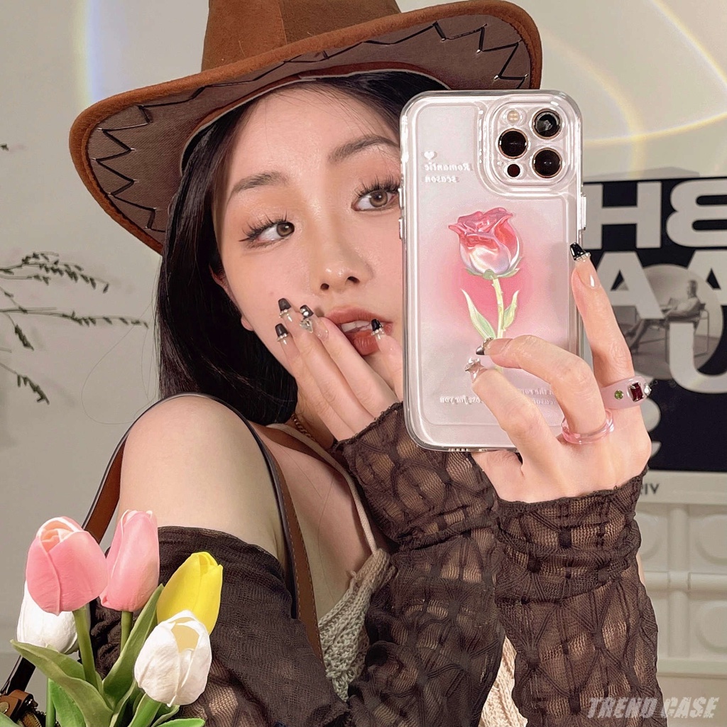 Ốp Điện Thoại Trong Suốt Hình Hoa Hồng Cho iphone 11 13 7 8 Plus 12 13Pro Max X XS Max 7 8 SE 2020