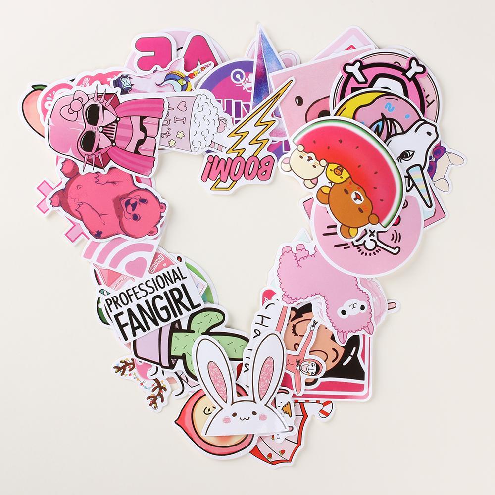 LUOL Set 50 Miếng Dán Hoạt Hình Trang Trí Vali Laptop DIY