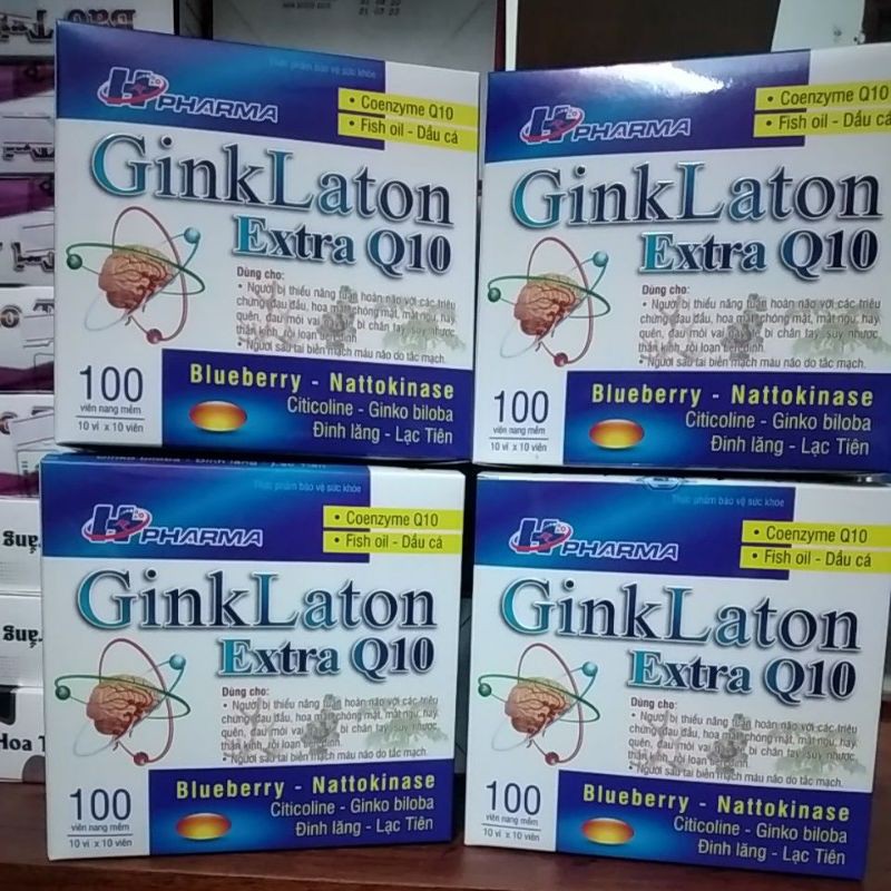 GinkLaton Extra Q10 - GINKLATON EXTRA Q10(hộp 100 viên) bổ sung Coenzyme Q10, dầu cá- cho trái tim và bộ óc khỏe mạnh