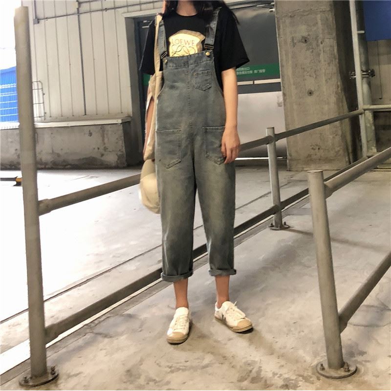 SUXI Jumpsuit thời trang có dây đeo vai tiện dụng phong cách Hàn Quốc cho nữ