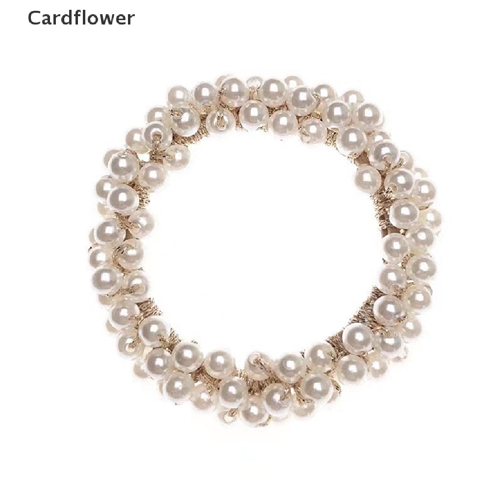 &lt; Cardflower &gt; Dây Buộc Tóc Cao Su Đính Hạt Ngọc Trai Thanh Lịch Cho Nữ Giảm Giá