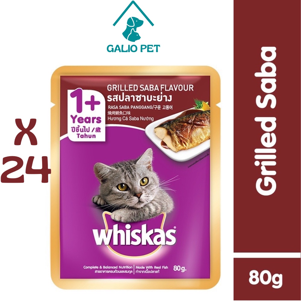 Combo 24 túi Pate WHISKAS® cho Mèo Lớn vị Cá Saba túi 80g