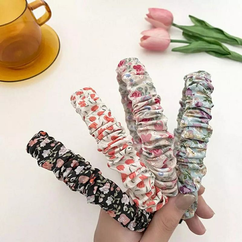 Cài tóc vải nhún hoa nhí phong cách Hàn Quốc