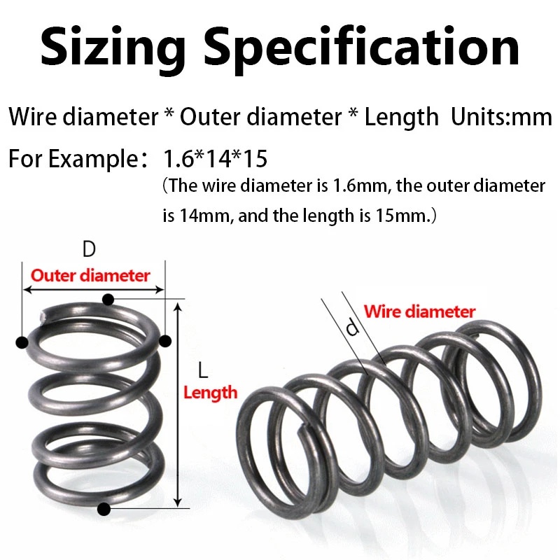 Bộ 5 Lò Xo Nén Đường Kính 0.6mm Dài 5-50mm Chuyên Dụng