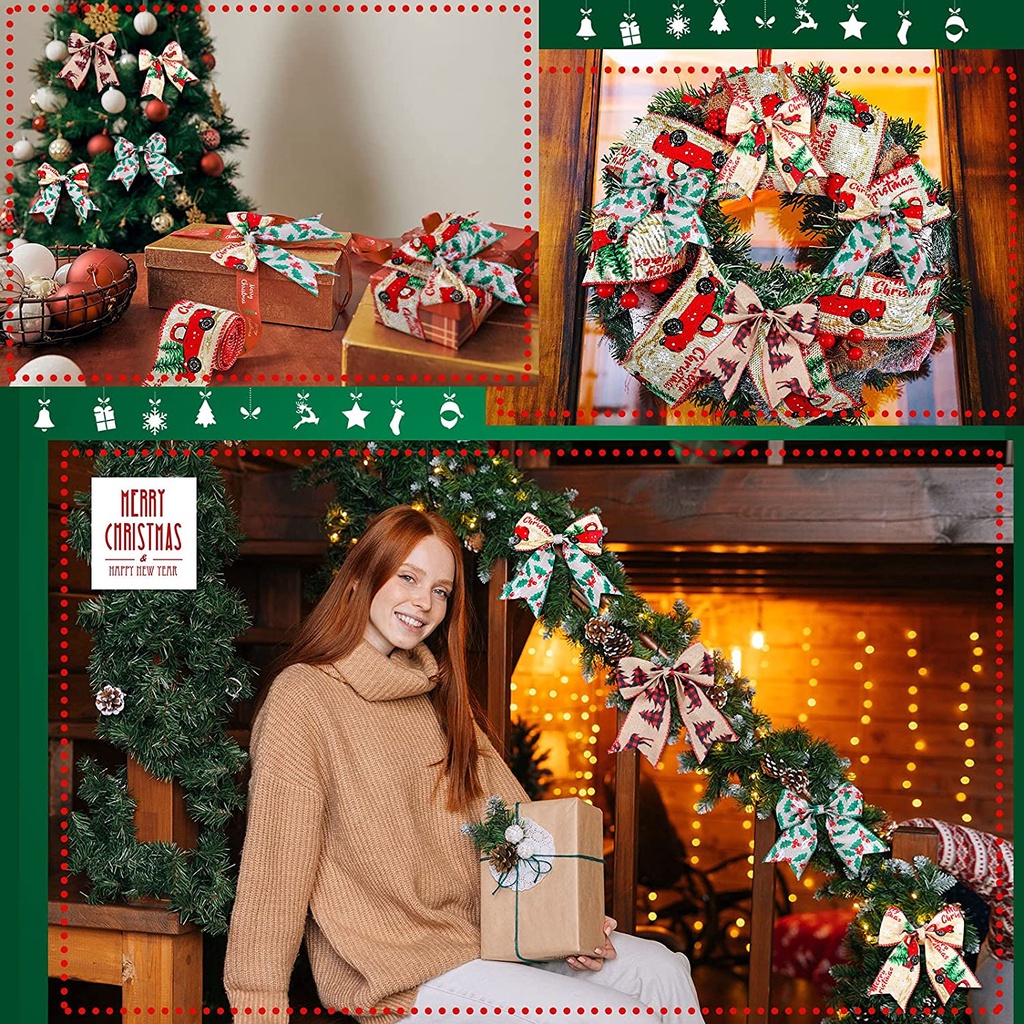 [Sản Phẩm Giáng Sinh] Dây Ruy Băng Bằng Vải Bố Thắt Nơ Đỏ Kiểm Tra / Xe Tải Giáng Sinh