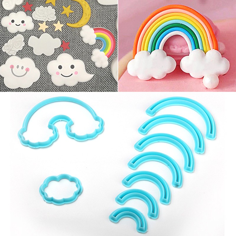 Set 9 Khuôn Cắt Tạo Hình Đám Mây Cầu Vồng Dùng Trang Trí Bánh