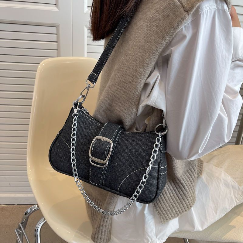 túi denim Túi Đeo Chéo Một Bên Vai Cỡ Nhỏ Thiết Kế Độc Đáo Chất Liệu Denim Niche Dễ Phối Đồ